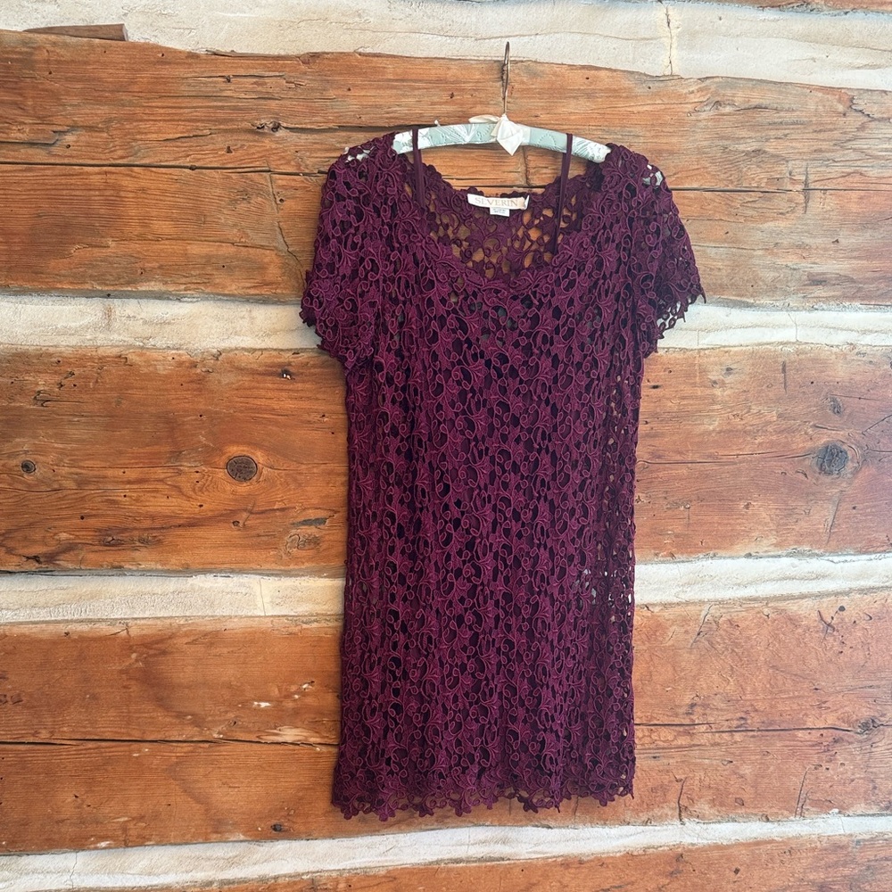 Burgundy lace dress with slip